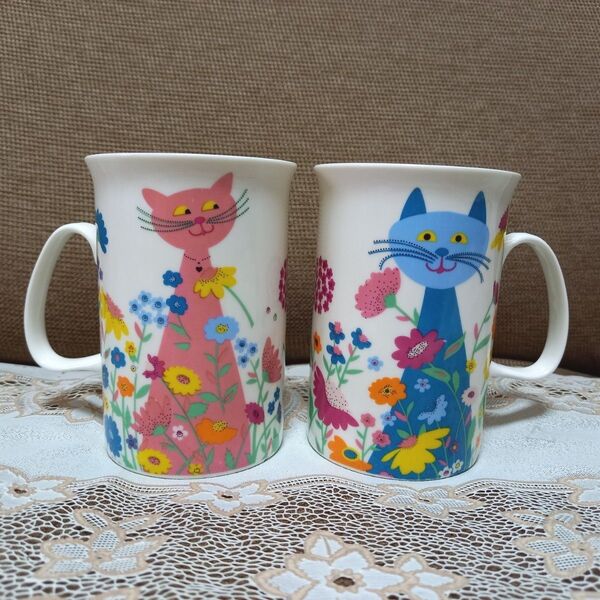 マグカップ 猫マグカップペア ペアカップ ピンク、ブルー ネコカップ ネココレクション インテリア