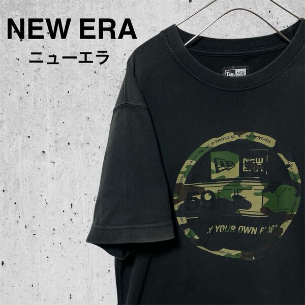 NEW ERA ニューエラ 迷彩ロゴプリントT フェード 黒 Mサイズ