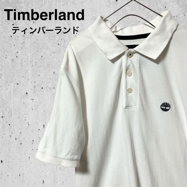 Timberland ティンバーランド 刺繍ロゴ 半袖 ポロシャツ 白 Mサイズ