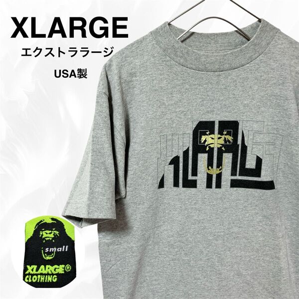 アメリカ製 XLARGE エクストララージ デカプリント 半袖T グレー