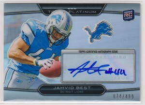 NFL JAHVID BEST AUTO 2010 TOPPS PLATINUM Autograph FOOTBALL ROOKIE CARD RB /400 枚限定 ジャービッド・ベスト 直筆 サイン オ－ト