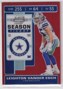 NFL LEIGHTON VANDER ESCH 2019 PANINI CONTENDERS OPTIC PRIZM FOOTBALL SEASON TICKET COWBOYS /199 枚限定 レイトン-バンダー-エッシュ