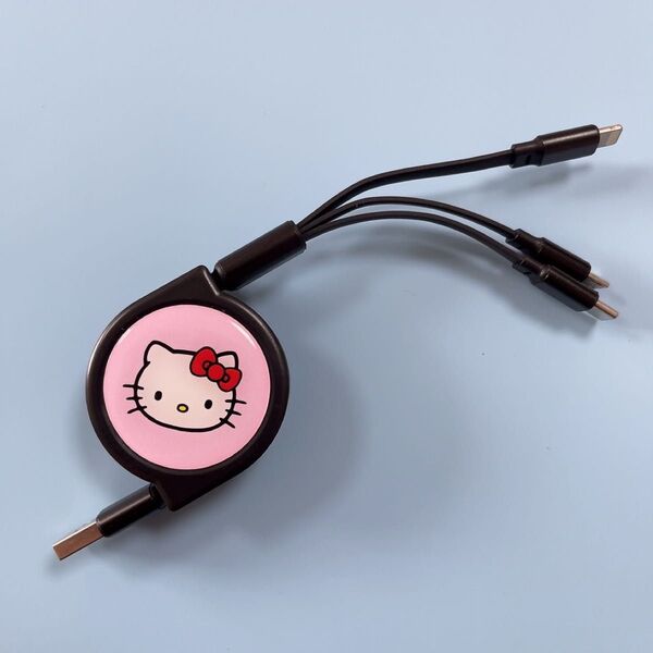 キティ ハローキティ3in1 充電ケーブル 巻取りUSBケーブル