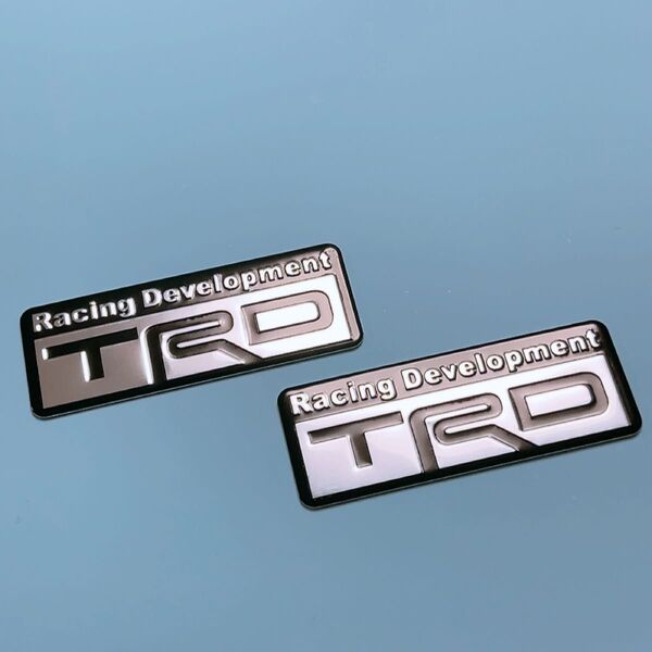 TRD ステッカー エンブレム アルミステッカー 金属製 黒 2枚セット