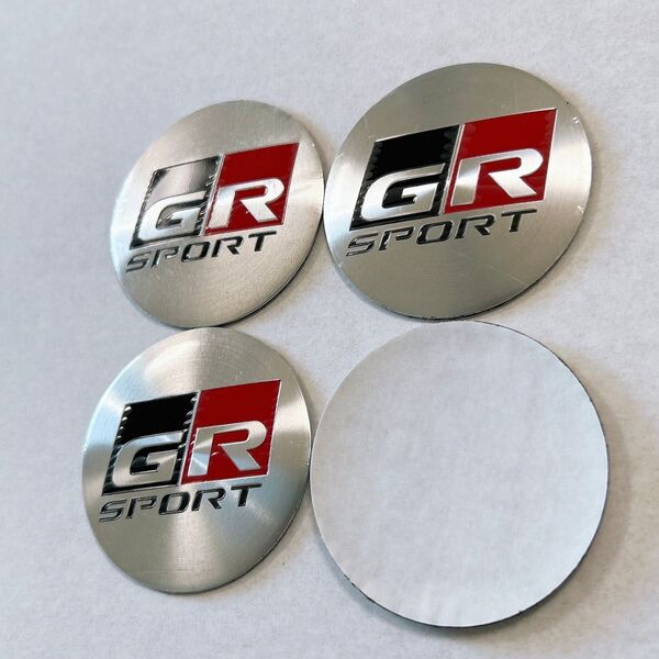 トヨタ GR スポーツ ホイールセンターキャップアルミカバー ステッカー 4枚 シルバー
