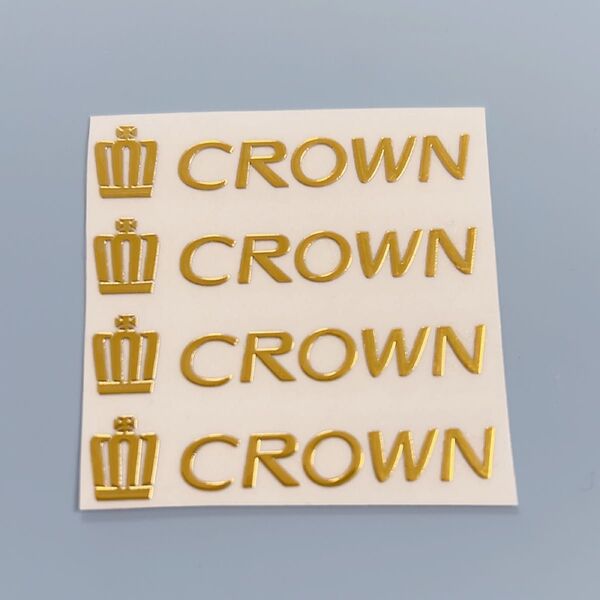 トヨタ クラウン crown 3Dロゴ アルミステッカー 金属製シール 4枚 ゴールド