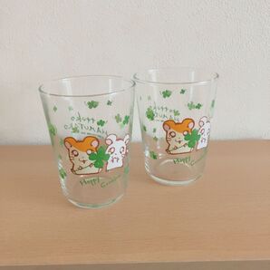 とっとこハム太郎 ガラスコップ クリアガラス リボンちゃん 小学館 懐かしアニメ 平成レトロ 食器 グラス