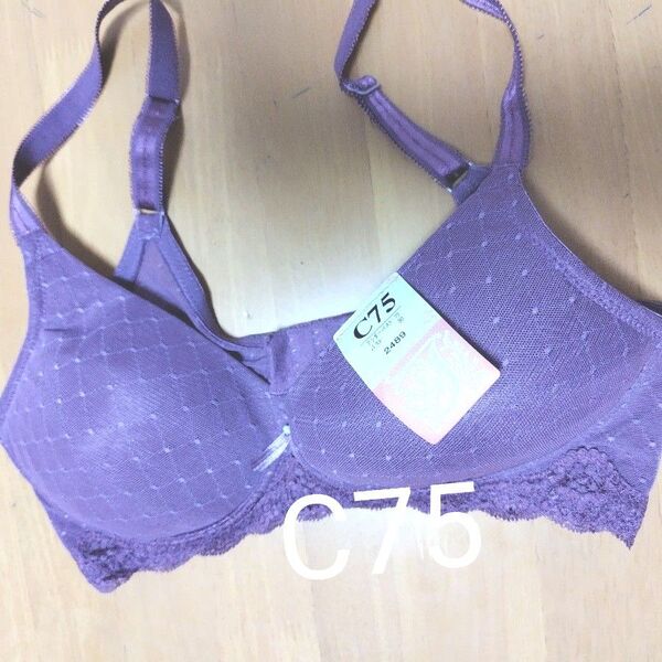 レースノンワイヤーモールドカップ ブラジャー パープル 未使用