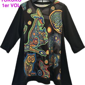 美品 ★ TOKUKO トクコ プルミエヴォル ブラウス チュニック 七分袖 幾何学 模様 カラフル 豪華 アニマル Aライン