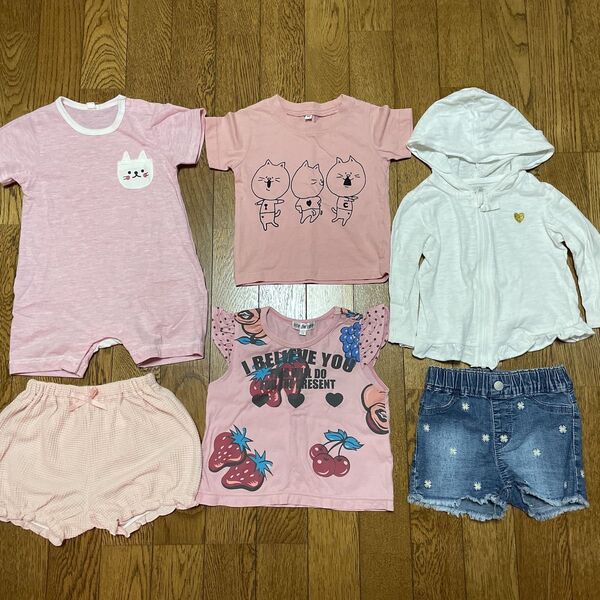 80 cm サイズ ベビー服 セット ロンパース 半袖 ショートパンツ パーカー 子供服 半袖Tシャツ 女の子