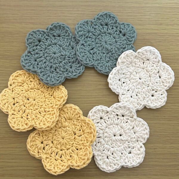 【即日発送】お花のコースター 6枚セット ハンドメイド