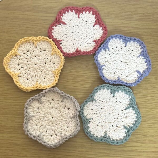 【即日発送】お花のコースター 5枚セット ハンドメイド