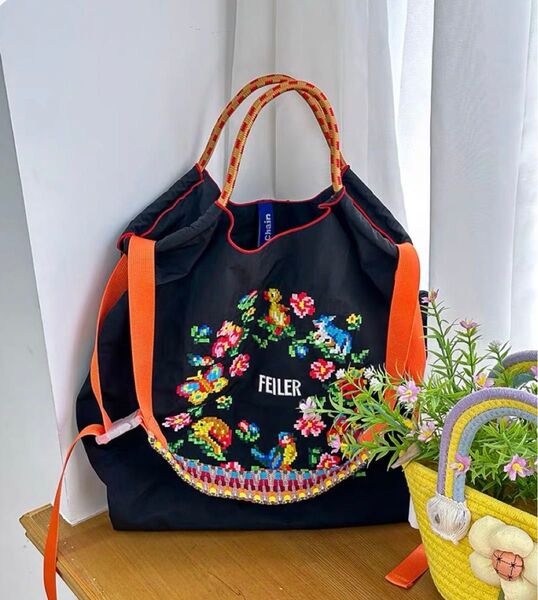 【刺繍 エコバッグ + 新作ストラップ付き】トートバッグサイズM