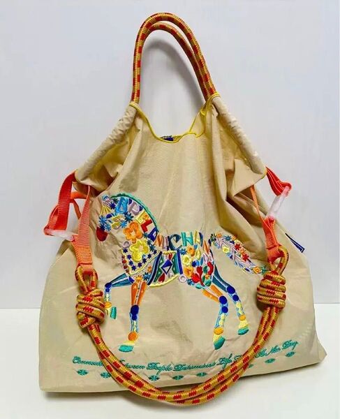 【刺繍 エコバッグ + オレンジストラップ付き】トートバッグサイズM
