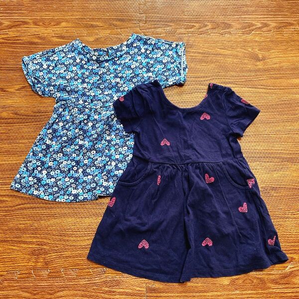 GAP 半袖ワンピース 18-24m 80〜90 花柄 ハート柄 2枚セット