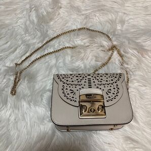 フルラ FURLA メトロポリス クロスボディ ポシェット チェーン ショルダーバッグ レザー ラルジェッラ メトロポリス グレー