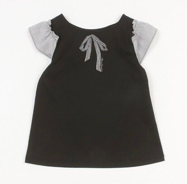 未使用 アナスイミニ 袖2WAYリボン刺しゅう半袖Tシャツ 150 黒