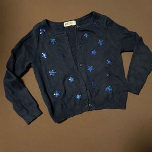 H&M カーディガン ネイビー 星柄 スパンコール