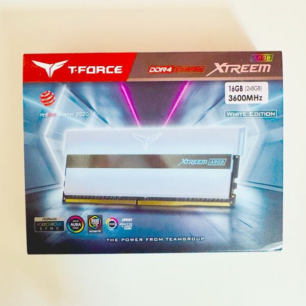 【白モデル】T-FORCE XTREEM ARGB DDR4-3600MHz 16GB(8GB×2)White Edition