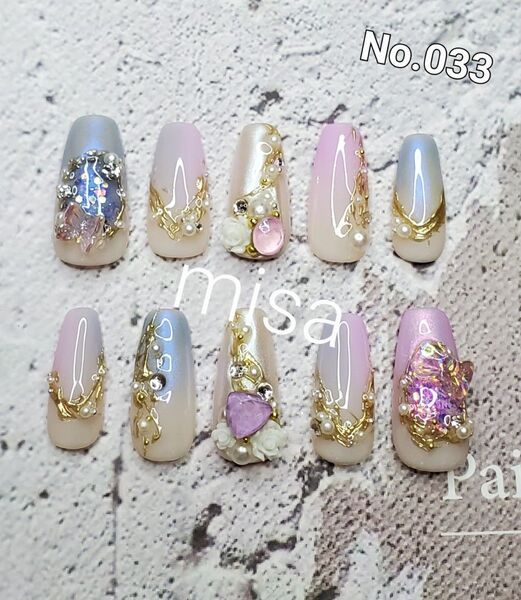 【オーダー】ニュアンスネイル ラメ ビジュー ネイルチップ ジェルネイル