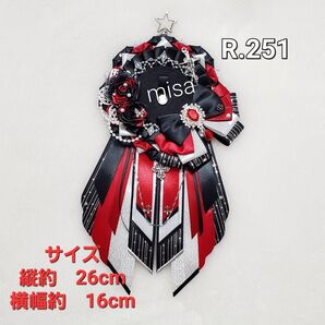 【オーダー】 痛ロゼット 黒 ×赤×シルバー 痛バ 薔薇 リボン カラー変更無料
