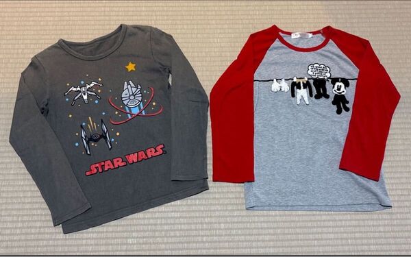 ディズニー マーベル Tシャツセット 長袖 140サイズ ミッキー マウス サガラ刺繍 輸入品 ラグランスリーブ