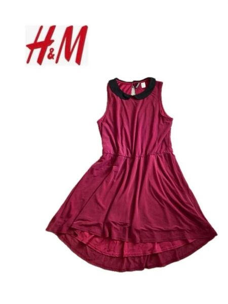 H&M ストレッチ プリーツワンピース M ノースリーブ