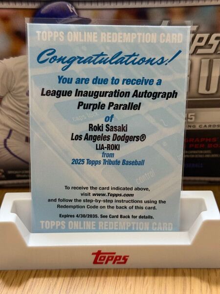 topps tribute 2025 Roki Sasaki redemption