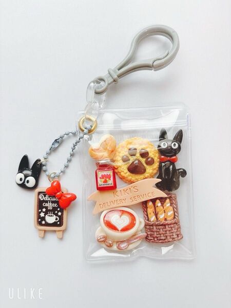 ガチャ詰めポーチ風☆黒猫355☆キャンディバックキーホルダー パーツ