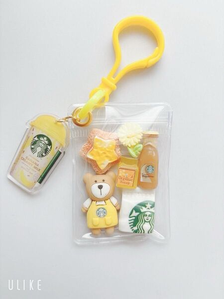 ガチャ詰めポーチ風☆カフェ気分はちみつ358☆キャンディバックキーホルダー