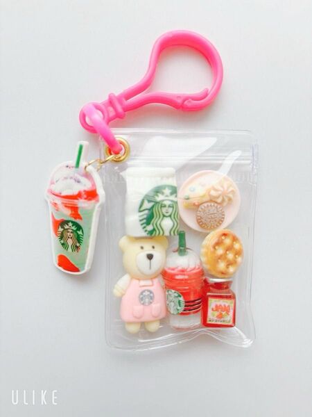 ガチャ詰めポーチ風☆カフェ気分いちご359☆キャンディバックキーホルダー