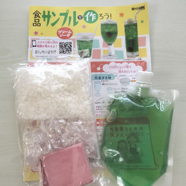 触れる図鑑コレクション 食品サンプルを作るキット クリームソーダ メロンソーダ さくらんぼ付き 食品サンプル作成キット