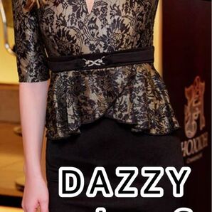 DAZZY オフショル お花レース ミニドレス ペプラムドレス タイト Sサイズ ブラック ベージュ キャバドレ