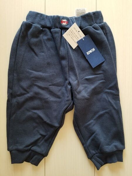 新品☆EDWINのスウェットパンツ♪サイズ 100 エドウィン 紺 ハーフパンツより長く、長ズボンより短い