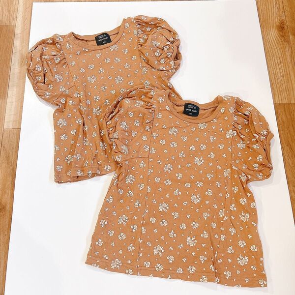 petit main 花柄Tシャツ 100.110cm2点セット