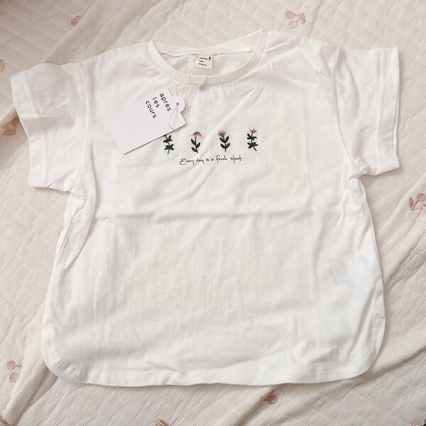 apres les cours 刺繍半袖Tシャツ 100cm
