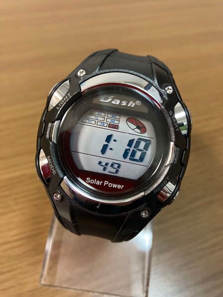 腕時計ソーラー デジタル Dash 防水 多機能 ウレタンベルト ADWW16032 ボーイズ ブラック 電池交換済み稼働中