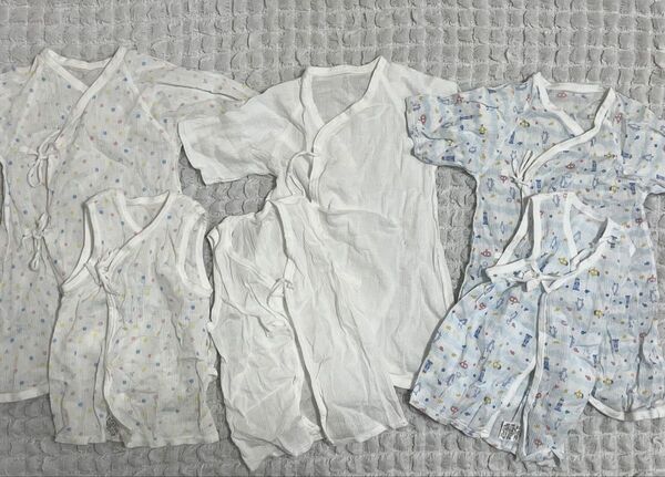 日本製 ガーゼ生地 新生児 ベビー 短肌着 & コンビ肌着 セット 50-60サイズ まとめ売り 計6点