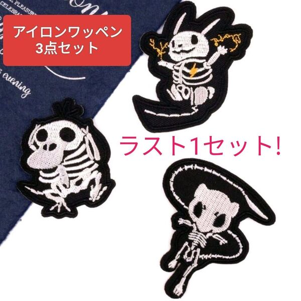 【新品3点セット】ポケモン風 アイロンワッペン 刺繍シール アップリケ レントゲン パッチ