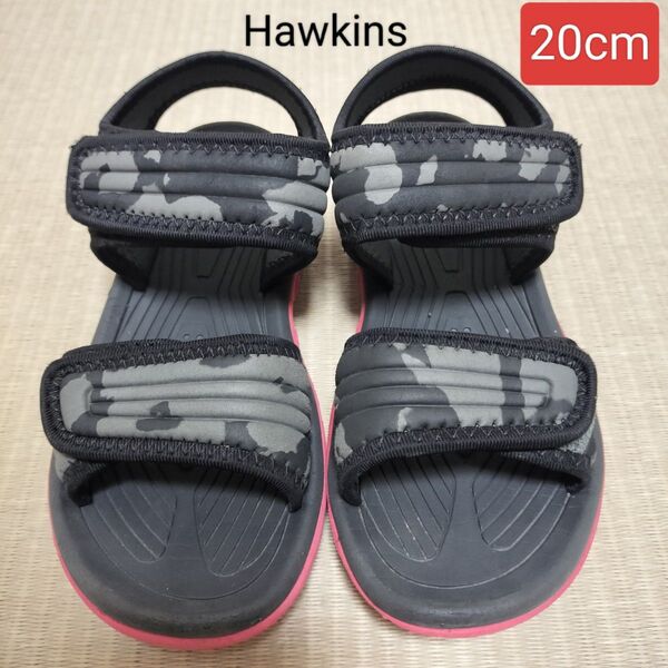 キッズ Hawkins サンダル 20cm 軽量 ブラック 黒 ベルクロ