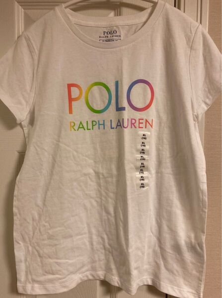 POLO RALPH LAUREN Tシャツ レインボーロゴ ホワイト レディース ガールズ未使用