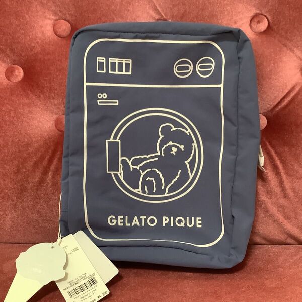 【gelato pique/ジェラートピケ】トラベルポーチM ベア クマ 衣類 収納 仕分け ポーチ 旅行 ネイビー Мサイズ