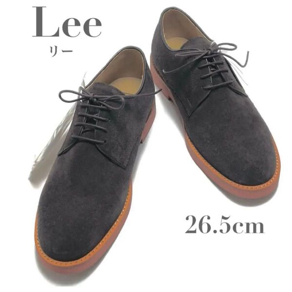 LEE リー 靴 シューズ レザー ブラウン 茶色 26.5cm メンズ カジュアル レースアップ ロゴ ブランド