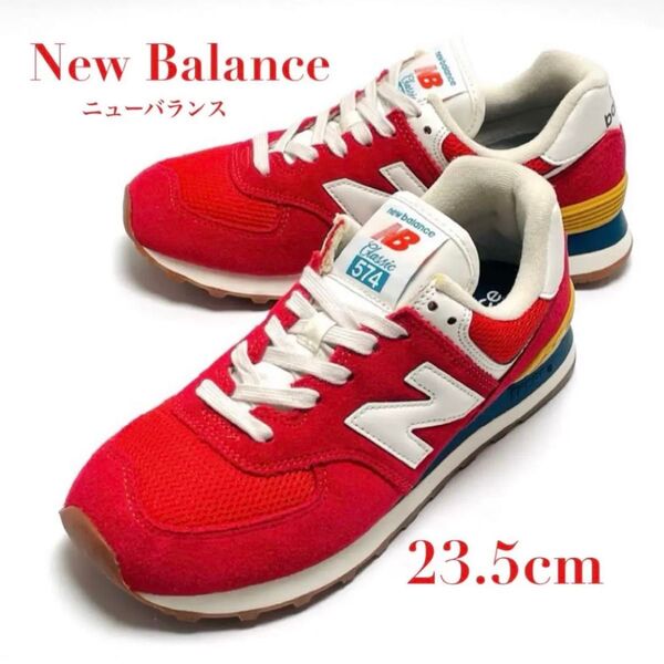 New Balance ニューバランス ML574HA2 スニーカー 靴 レッド ビッグロゴ Nロゴ 23.5cm レディース