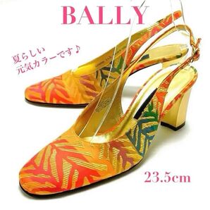 セール価格 BALLY バリー パンプス ハイヒール バックストラップ オレンジ レディース 23.5 チャンキーヒール