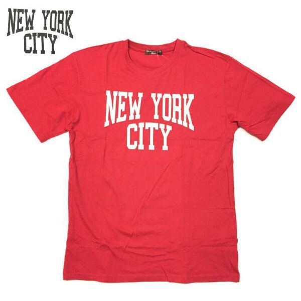 SALE★新品 M ニューヨーク NEWYORK ロゴ Tシャツ 半袖Tシャツ アメカジTシャツ ユニセックス 綿100% レッド