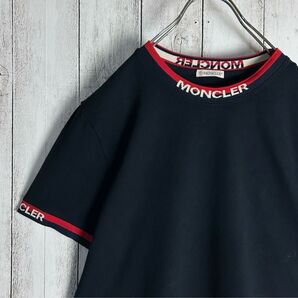 5324 【定番モデル】モンクレールMONCLER 襟袖ロゴ入りリンガーTシャツ ネイビー 入手困難
