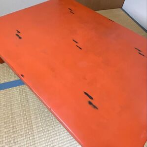遺品整理品 朱色 漆塗り 座卓 テーブル 国産 職人 長方形 昭和初期 レトロ アンティーク