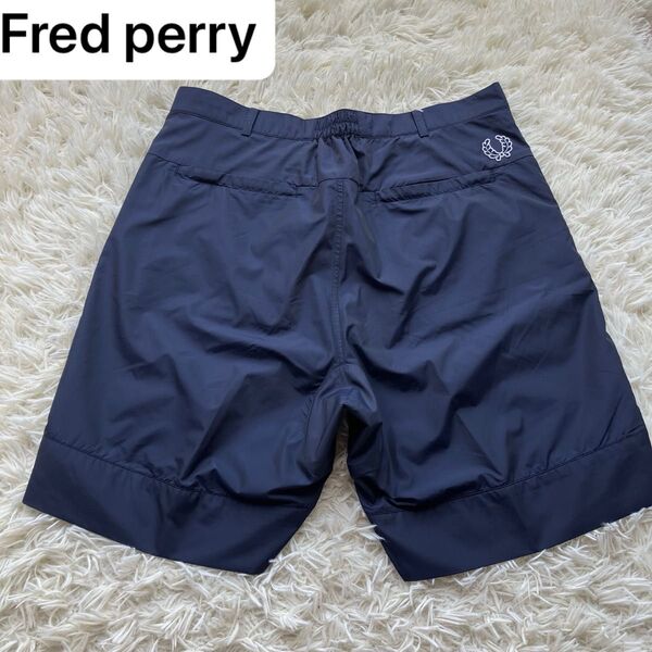 【希少】Fred Perry フレッドペリー ナイロンショートパンツ ネイビー nylon pants 月桂樹刺繍 L