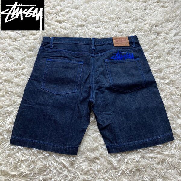 【希少即売】stussy ステューシー デニムパンツ ハール ショート short denim pants ストックロゴ